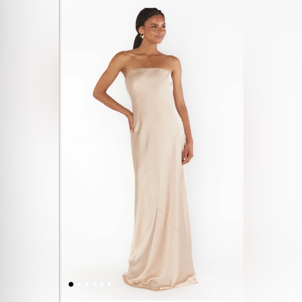Nwot Show Me Your Mumu-Taylor Tube Maxi Dress Color Champagne Luxe Satin Size: S